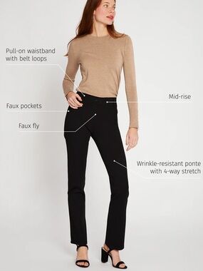 Betabrand Classic DPYP Straight Leg Dress Pant Yoga Pant Black Size Large LONG